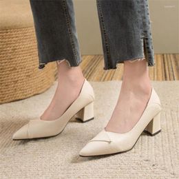 Dress Shoes Minimalist Non Tiring High Heels Black Pointed Commuting Work Professional Thick Fashionable Soft Leather Single