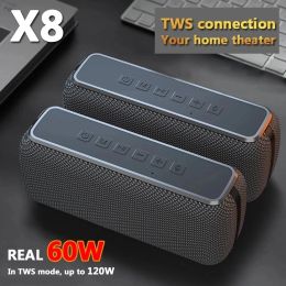 Speakers X8 60w Portable Bluetooth Speaker Tws Bass Soundbar Computer Stereo Subwoofer Outdoor Waterproof Audio Amplifier Card Music Box