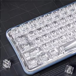 Mechanical Keyboard CBSA Profile PC Keycap Clear Crystal Backlit RGB Custom ISO Layout 132 Keys Transparent PC Key Caps Iceberg 240221