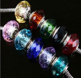 1000pcs Faceted Glass Beads charms single core silver plated bead Charm fit Bracelet mix 30 styles4576816