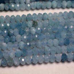 Loose Gemstones Meihan Natural 4 5.5-6mm Aquamarine Faceted Rondelle Gemstone Beads For Jewellery Making Diy Design