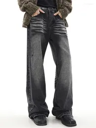 Jeans masculinos Vintage Tie Dye Roupas Y2K Lavar calças de perna larga Botão Pocket High Street Troushers Loose A024