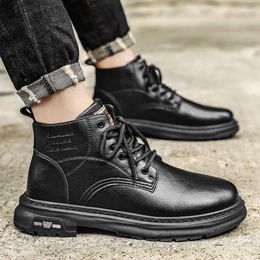 Boots Shoes Men Luxury Outdoor Men's Casual Round Toe Motorcycle Warm Winter Upscale Ankle High Quality Man Hiking