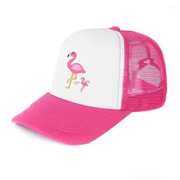 Ball Caps Spring And Summer Flamingo Baby Girls Mesh Hats Outdoor Rose Red Baseball Cap For Children Adult