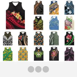 Men's Tank Tops Polynesian Tribal Samoan Totem Tattoo Samoa Prints Basketball Jersey Street Party Team Custom Fan's Gift S-4XL