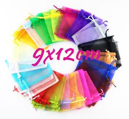 9X12cm Christmas Gift 100Pcs Beautiful Mix Colours Organza Pouch Jewellery Gift Bag for Wedding Festival Whole5520734