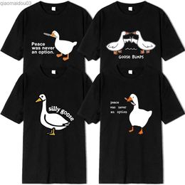 Men's T-Shirts Internet Famous Big White Duck Funny Printed T-Shirt Men Women Couple Short Sleeve 100% Cotton Black Tshirt O-Neck ClothingL2404