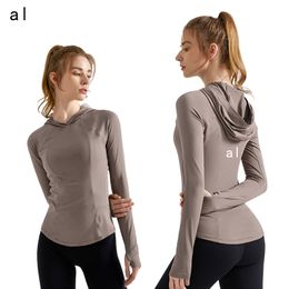 al Women Yoga Jacket Clothing Outfits Long-sleeved gym clothes women's hooded sports smock morning running training clothes thin style quick-drying yoga clothes