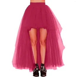 Skirts High-Low Tulle Tutu Women's Punk Skirt Female Gothic Long Ball Gown Ladies Carnival Dance Party