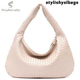 Shoulder Bags SC Brand New Vegan Leather Hobo Bag Handmade Woven Casual Female Handbag Big Capacity Patchwork Zipper Women Shoulde274m