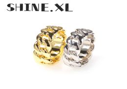 New Men Rings Gold Colour Top Quality Bling Bling Iced Out CZ Hip Hop Punk Ring Cuban Link Chain8612093