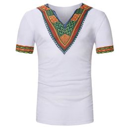 Pattern Print Men T-shirt Summer African Style Vintage Tee&Tops V Neck Short Sleeve Tee Shirts Homme Casual Tee3339
