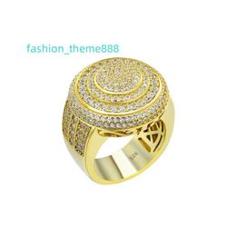 Dubai Luxury Design Gold Jewellery Ring Popular Hip-hop Style Jewellery 925 Silver Gold Plated Double Row Set Miami Square Ring