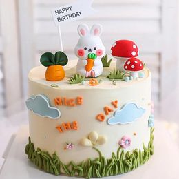 Party Supplies 3D Mushroom Carrot Cake Topper Jungle Theme Kids 1st Birthday Happy Easter Decor Baby Shower