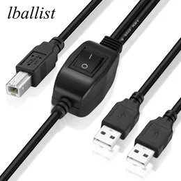 Lballist USB 2.0 Type B To Dual A Printer Splitter Cable With Switch Foil Braided Shielded