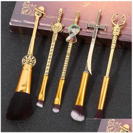 Makeup Brushes 5Pcs One Piece Set With Metal Handle Brush Kit Peripheral Christmas Gift Drop Delivery Health Beauty Tools Accessories Dh4N3