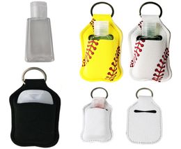 2020 New White Blank Neoprene Hand Sanitizer Bottle Holder Keychain Bags 30ML 106cm Key Rings Hand soap Bottle Holder4813026