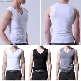 Men's Tank Tops Mens Ice Silk Vest Sleeveless T Shirts Tank Top Undershirts Thin Seamless Wear Outer Casual Sport Undershirts Breathable T E8V1L2402