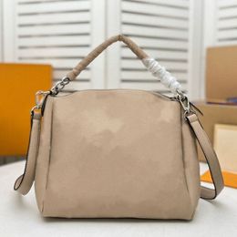 Babylone Carmel Hobo Bag Mahina Leather Perforations Designer Braided Handle Spacious Handbag Shoulder Bags Removable Charm Name L326Y