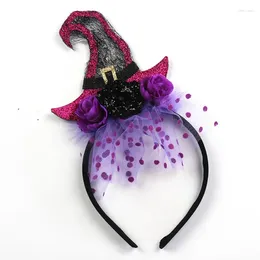 Hair Accessories Halloween Witch Headband Mother Daughter Lace Velvet Cosplay Hairband Kids Festival Party Headwear