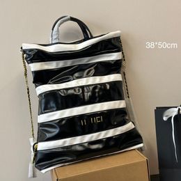 22 Garbage Bag Backpack Stylish Women Shoulder Bag 38x50cm Patent Leather Dual Colour Metal Hardware Metal Buckle Luxury Handbag Matelasse Chain Crossbody Sachoche