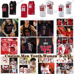 NCAA Custom S-6XL Rutgers Scarlet Knights College Basketball 11 Clifford Omoruyi Jerseys 0 Derek Simpson Jeremiah Williams Aundre Hyatt Mawot Mag Fernandes