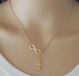 Infinity Cross Pendant Necklaces Wedding Party Event 925 Silver Plated Chain Elegant Jewellery For Women Ladies Gift 2024224