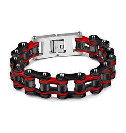 Punk Motorcycle Chain Men 039s Bracelets Red Black Gold Colour Mixed Colour Block Biker Cool Man Stainless Steel Jewellery GS8569150245