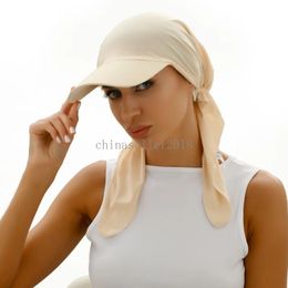 Durag Brim Hijabs Baseball Cap Women Muslim Hijab Pre-Tied Hat Headscarf Turban Hair Loss Cover Head Wrap Scarf Bandana Bonnet
