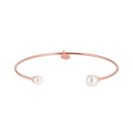 10pcset Fashion elegant glossy rose gold open beaded bracelet for women pearl bracelet trend jewelry2860512