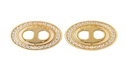 stainless steel jewelry simple hollow letter designer round earrings with diamond earrings fashion earrings women designers earing7958304