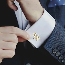 Custom Cufflinks for Men Personalised Custom Initials 1-3 Letter Stainless Steel Cufflink Mans Suit Shirt Jewellery Groomsmen Gift 240221