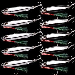 10PClot Metal Cast Jig Spoon 10g 15g 20g 30g 40g Lures set With Hook Casting Jigging Fish Sea Bass Fishing Lure Artificial Bait 240223