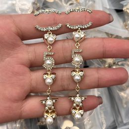Top Designer Earrings Crystal Pearl Letter Earring Diamond Studs Brand Eardrop Luxury Lover Gifts 925 Silver Plated Copper Wedding Jewellery