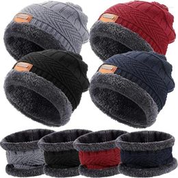 Berets Winter Beanie Hat For Men Fleece Scarf Women Knitted Warm Cap Thick Wool Neck Warmer Balaclava Mask Skullies Beanies