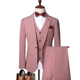 Men's Suits Suit 3 Pieces Slim Fit Solid British Single Button Suitable For Wedding Banquet Business Casual Set Jacket Vest With Pants
