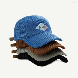 Ball Caps Men Corduroy Five Sides Baseball Cap Women Letter Labeling Solid Color Hat Outdoor Adjustable Vacation Gorras