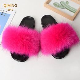 Summer Faux Fur Slippers Fuzzy Fur Slides For Women Fluffy Sandals Indoor Outdoor Ladies Shoes Woman Slipper Furry Flip Flops 240220