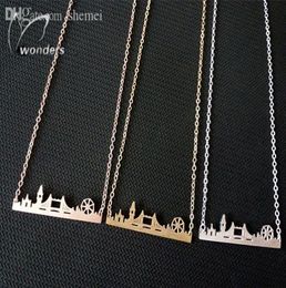 Whole2015 Skyline Fashion Jewelry GoldSilverRose Gold Friendship Gift Stainless Steel Cityscape London Necklace Pendant1857642