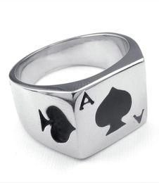 Selling Jewelry Mens Stainless Steel Ring Poker Spade Ace Personalized fashion 316L stainless steel ring7759845