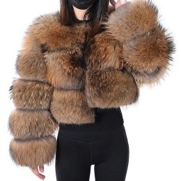 Fur Maomaokong 2023 Natural Real Raccoon Fur Coat Women Hooded Luxury Fur Jackets Winter Warm Female Clothes Vest