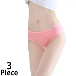 Women's Panties 3Pcs Cotton Underwear Sexy Girls Briefs Plus Size Comfortable Underpants Solid Colour Female Intimates