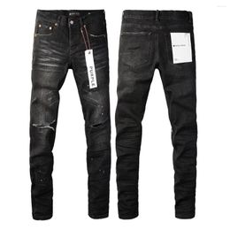 Women's Pants Purple Brand Jeans American High Street Black Paint Dot Knife Cut Holes 9035 2024 Fashion Trend Quality