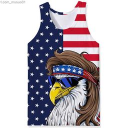 Men's Tank Tops USA Eagle National Flag Graphic Tank Top Gym Clothing Men 3D Print Basketball Vest Summer Undershirt Harajuku Fashion StreetwearL2402