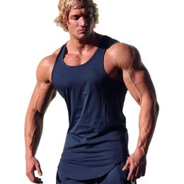 Gym Sport Tank Top Men Fitness Bodybuilding Workout Cotton Sleeveless Shirt Male Summer Casual Stringer Singlet Solid Vest Tops 240220