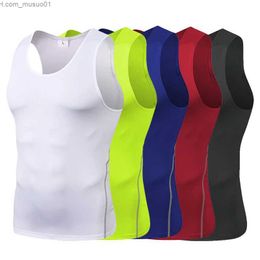 Men's Tank Tops Men Gym Tank Top Compression Sleeveless Shirt Quick Dry Fitness Bodybuilding Tank Top Breathable Basketball Vest Man ClothesL2402