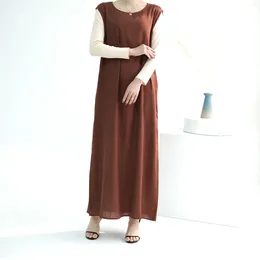 Ethnic Clothing Women Sleeveless Maxi Dress Muslim Under Abaya Dubai Turkey Kaftan Eid Ramadan Islamic Arabic Robe Bottoms Abayas Gown