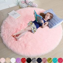 LOCHAS Fluffy Round carpet Large size Rug christmas decoration carpets for living room rugs for Bedroom baby Kids mats to play 240220