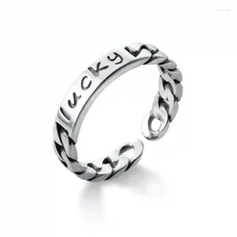 Cluster Rings Niche Design Retro Lucky Open Ring For Women With A Cool And Versatile Temperament GRR39