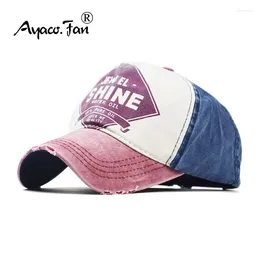 Ball Caps Patchwork Baseball Cap Women Summer Denim Hats Men Spring Printed Cotton Outdoor Vintage Hole Visor Casual